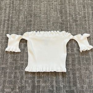 Forever 21 white cropped ribbed knit top